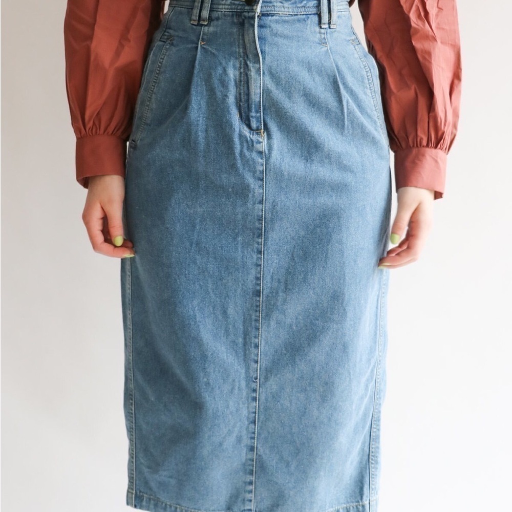 Denim Jean Pencil Straight Maxi Y2K ‎ Grunge Skirt Lizwear Zipper Pockets Size 8